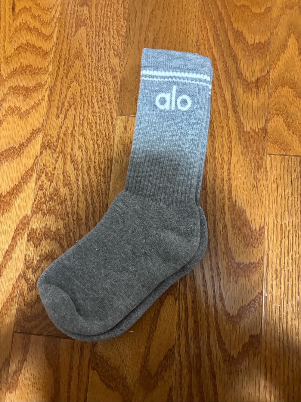 ALO Yoga Grey Crew Socks with White Logo